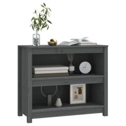 Berkfield Home Book Cabinet Grey 80x35x68 cm Solid Wood Pine - Size: 80 x 35 x 68 cm - thumbnail 4