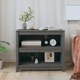 Berkfield Home Book Cabinet Grey 80x35x68 cm Solid Wood Pine - Size: 80 x 35 x 68 cm - thumbnail 3