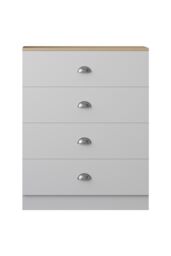 FWStyle 4 Drawer Chest Matt White Oak Effect Top Bedroom Furniture - thumbnail 3
