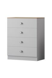FWStyle 4 Drawer Chest Matt White Oak Effect Top Bedroom Furniture - thumbnail 2