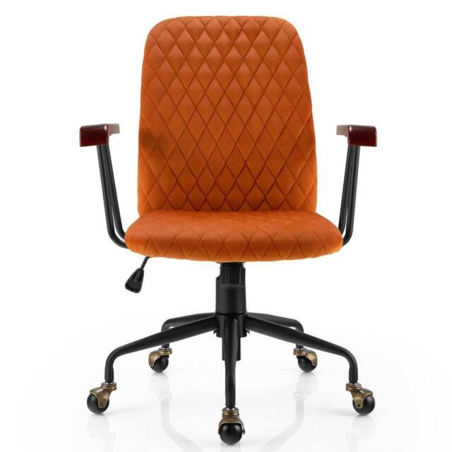 KORVIXA Velvet Office Chair Ergonomic Mid-back PC Desk Chair in Orange - Size: 100 cm x 100 cm - image 1