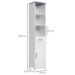 Wyld Haus Noka 163cm Tall Slim Wall Mounted Bathroom Linen Cabinet in White and - thumbnail 4
