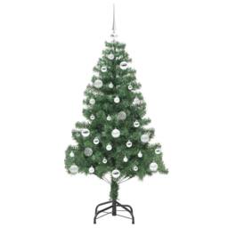 Berkfield Home Lush Christmas Tree with 150 LEDs with Stand Green 150 cm PVC - thumbnail 4
