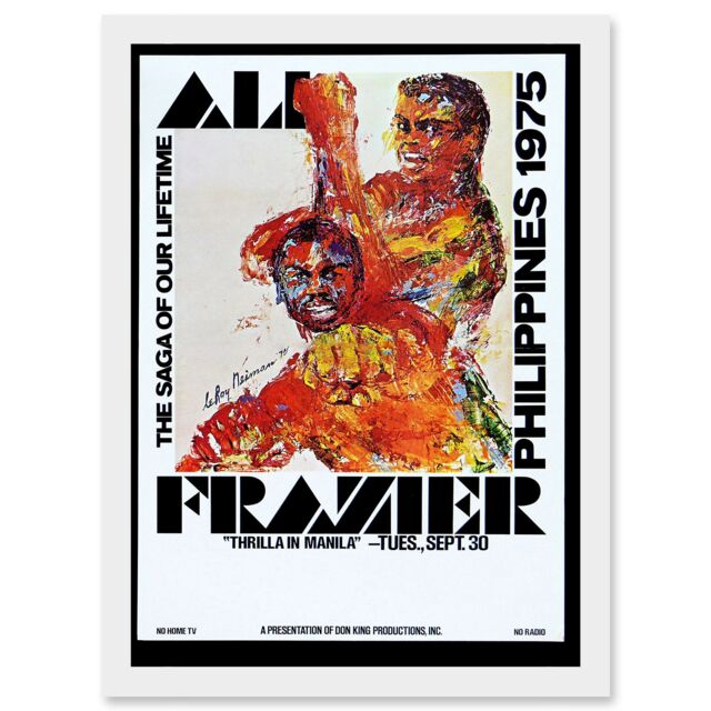 Artery8 Sport Advert Boxing Thrilla Manila Ali Frazier Fight Philippines 1975 Artwork Framed Wall Art Print A4 in White - image 1