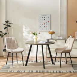 SONARA Modern Set of 4 Velvet Dining Chairs with Ergonomic Upholstered Seat in Beige - thumbnail 8