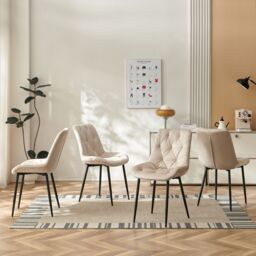 SONARA Modern Set of 4 Velvet Dining Chairs with Ergonomic Upholstered Seat in Beige - thumbnail 1