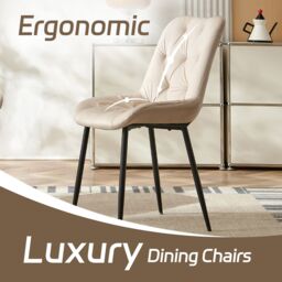 SONARA Modern Set of 4 Velvet Dining Chairs with Ergonomic Upholstered Seat in Beige - thumbnail 7