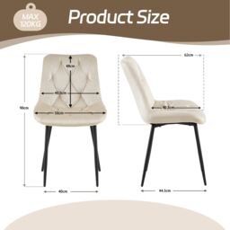 SONARA Modern Set of 4 Velvet Dining Chairs with Ergonomic Upholstered Seat in Beige - thumbnail 2