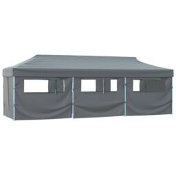 Berkfield Home Folding Pop-up Party Tent with 8 Sidewalls 3x9 m Anthracite in Charcoal - thumbnail 2