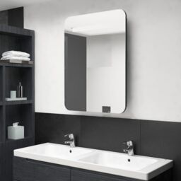 Berkfield Home LED Bathroom Mirror Cabinet Black 60x11x80 cm - Size: 60 x 11 x 80 cm - thumbnail 1