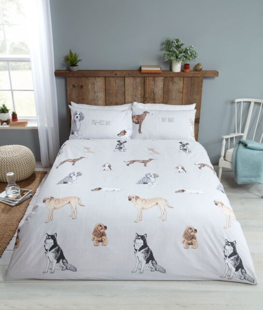 Rapport Home Pawsome Polycotton Duvet Cover Set With Pillowcase in White - Size: King - image 1