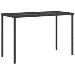 Berkfield Home Garden Table with Glass Top Black 115x54x74 cm Poly Rattan - Size: 115 x 54 x 74 cm - thumbnail 2