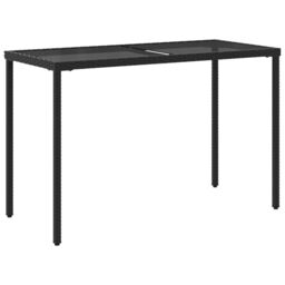 Berkfield Home Garden Table with Glass Top Black 115x54x74 cm Poly Rattan - Size: 115 x 54 x 74 cm - thumbnail 6