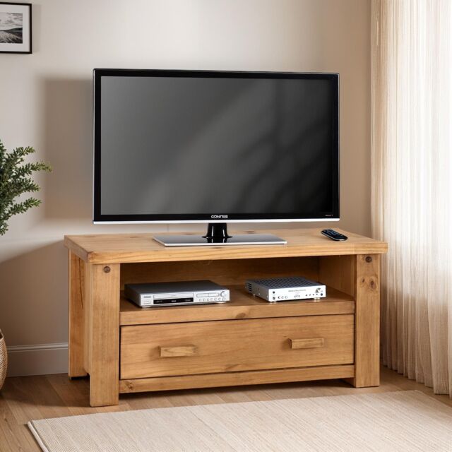 Seconique Tortilla 1 Drawer Flat Screen TV Unit in Light Oak - image 1