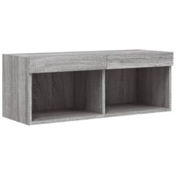 Berkfield Home TV Cabinet with LED Lights Grey Sonoma 80x30x30 cm - Size: 80 x 30 x 30 cm - thumbnail 7