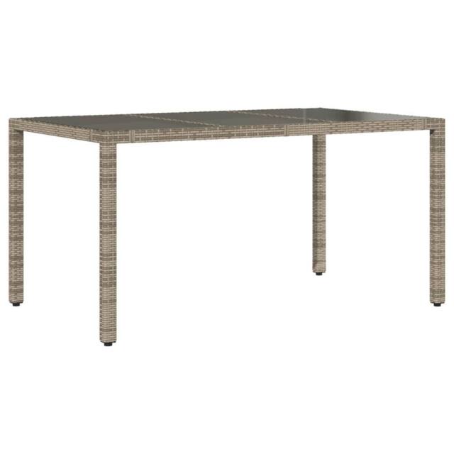 Berkfield Home Garden Table with Glass Top Grey 150x90x75 cm Poly Rattan - Size: 150 x 90 x 75 cm - image 1