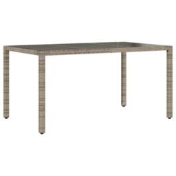 Berkfield Home Garden Table with Glass Top Grey 150x90x75 cm Poly Rattan - Size: 150 x 90 x 75 cm - thumbnail 1