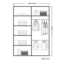 Sliding Wardrobes 4U Merikan Sliding Double Mirror Door Wardrobe 150cm X 217cm in Black - Size: 150 cm X 217 cm - thumbnail 2