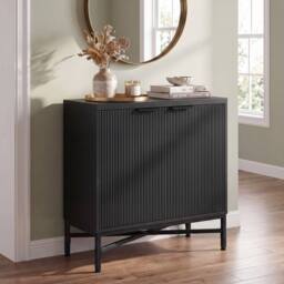 Kelvenix Black Fluted Accent Storage Cabinet with Adjustable Shelf - thumbnail 3