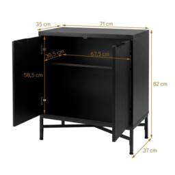 Kelvenix Black Fluted Accent Storage Cabinet with Adjustable Shelf - thumbnail 2
