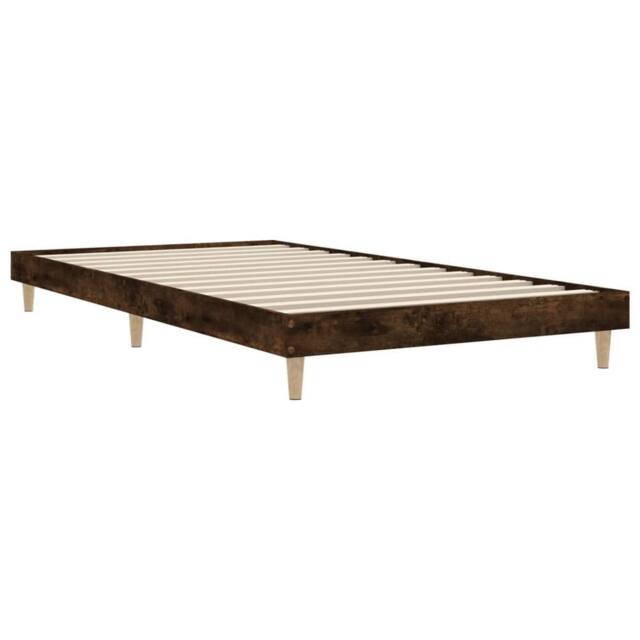 Berkfield Home Durable Bed Frame Smoked Oak 100x200 cm Engineered Wood in Brown - image 1