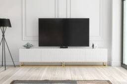Creative Furniture Ripple Duo TV Unit 200cm - Modern Fluted Design with Push to Open Doors in White - thumbnail 8