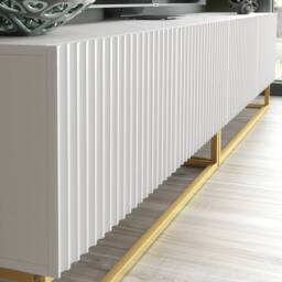 Creative Furniture Ripple Duo TV Unit 200cm - Modern Fluted Design with Push to Open Doors in White - thumbnail 4
