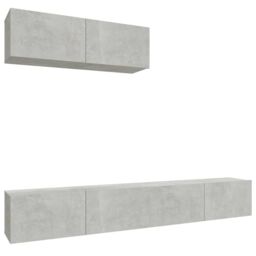 Berkfield Home 3 Piece TV Cabinet Set Concrete Grey Engineered Wood - thumbnail 2