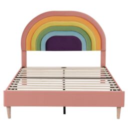 Matteo Luxurious Upholstered Bed 135*190 with Adjustable Velvet Headboard in Pink - Size: Double - thumbnail 9