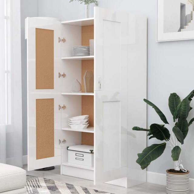 Berkfield Home Classic Book Cabinet High Gloss White 82.5x30.5x150 cm Engineered Wood - image 1