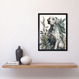 "Artery8 Wall Art Print Dalmatian Dog in Field Plants Modern Watercolour Art Framed in Black - Size: W12"" x H16""" - thumbnail 2