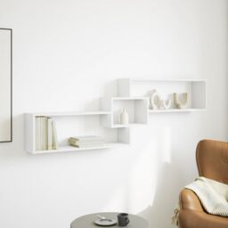 Berkfield Home Wall Cabinet 158x18x53 cm White Engineered Wood - Size: 158 x 18 x 53 cm - thumbnail 3