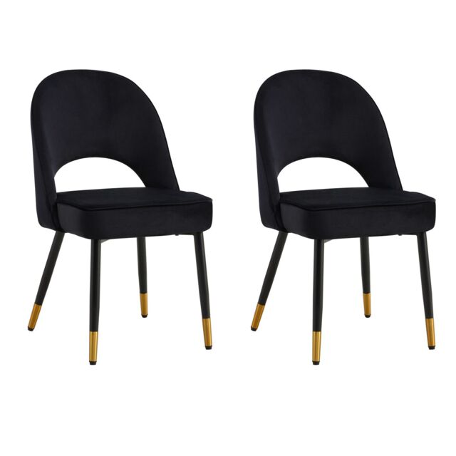 Hygrad Built to Survive Velvet Dining Chairs with Cushioned Padded Seat Kitchen Chairs Set of 2 in Black - image 1