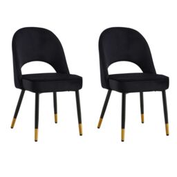 Hygrad Built to Survive Velvet Dining Chairs with Cushioned Padded Seat Kitchen Chairs Set of 2 in Black - thumbnail 1