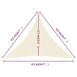 Berkfield Home Sunshade Sail 160 g/m ² Cream 4.5x4.5x4.5 m HDPE in Beige - thumbnail 6