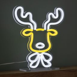 Samuel Alexander 25cm Light up Christmas Reindeer Face Table Top Neon Sign - thumbnail 2