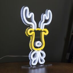 Samuel Alexander 25cm Light up Christmas Reindeer Face Table Top Neon Sign - thumbnail 5
