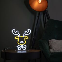 Samuel Alexander 25cm Light up Christmas Reindeer Face Table Top Neon Sign - thumbnail 3