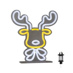 Samuel Alexander 25cm Light up Christmas Reindeer Face Table Top Neon Sign - thumbnail 7
