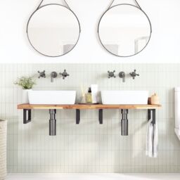 Berkfield Home Bathroom Vanity Top Untreated 160x40x4 cm Solid Wood Acacia in Brown - Size: 160 x 40 x 4 cm - thumbnail 2