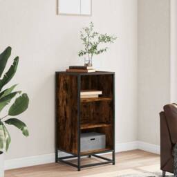 Berkfield Home Sideboard Smoked Oak 35.5x35x76 cm Engineered Wood & Metal in Brown - thumbnail 3