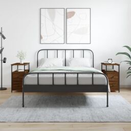 Berkfield Home Bedside Cabinets 2 pcs Brown Oak 30x60x60 cm Engineered Wood - Size: 30 x 60 x 60 cm - thumbnail 1