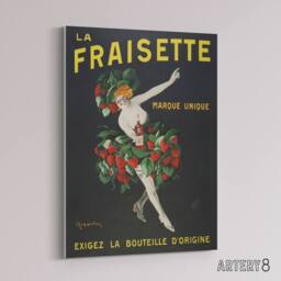 "Artery8 Fraisinette Strawberry Liqueur Vintage Ad Canvas Wall Art Print in Black - Size: W12"" x H16""" - thumbnail 2