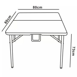 EONLION 80cm Black Rattan Design Square Folding Table Portable Carry Handle Garden Patio - thumbnail 2