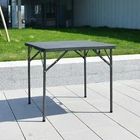 EONLION 80cm Black Rattan Design Square Folding Table Portable Carry Handle Garden Patio - thumbnail 3