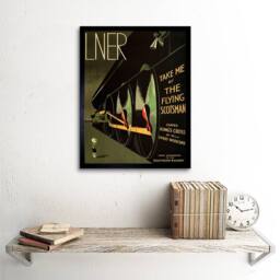 "Wee Blue Coo Travel Lner Railway Flying Scotsman UK Locomotive Framed Art Print in Green - Size: W12"" x H16""" - thumbnail 2
