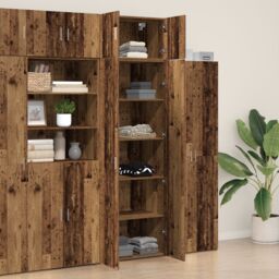 Berkfield Home Storage Cabinet Old Wood 70x42.5x225 cm Engineered Wood in Brown - thumbnail 4