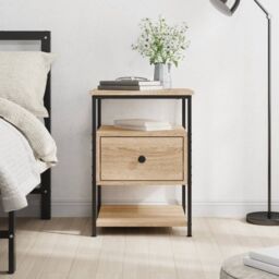 Berkfield Home Bedside Cabinet Sonoma Oak 40x42x56 cm Engineered Wood in Brown - Size: 40 x 42 x 56 cm - thumbnail 1