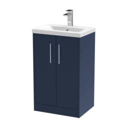Balterley Winshill Contemporary 2 Door Vanity Basin Unit, Dark Blue, 500mm in Blue - thumbnail 1