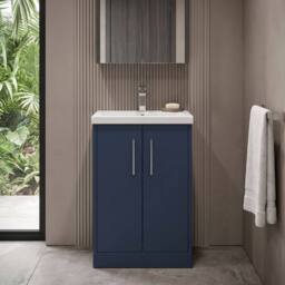 Balterley Winshill Contemporary 2 Door Vanity Basin Unit, Dark Blue, 500mm in Blue - thumbnail 6